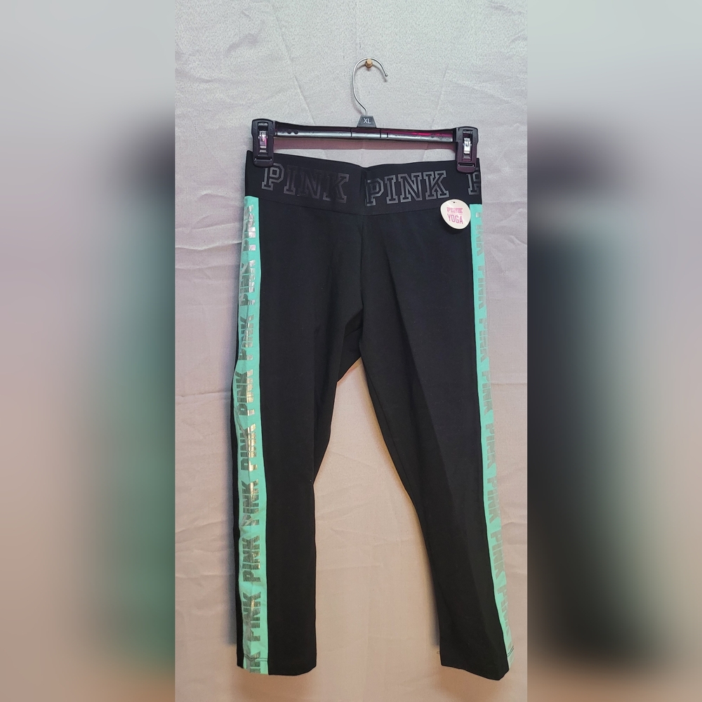 PINK Victoria's Secret Black and Mint Leggings